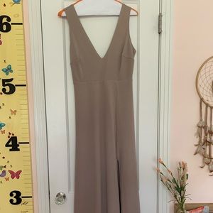 Taupe Birdy Grey bridesmaid dress